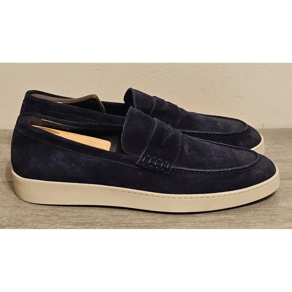 To Boot New York Adam Derrick Mens Navy Blue Suede Penny Loafers Size 15 Italy